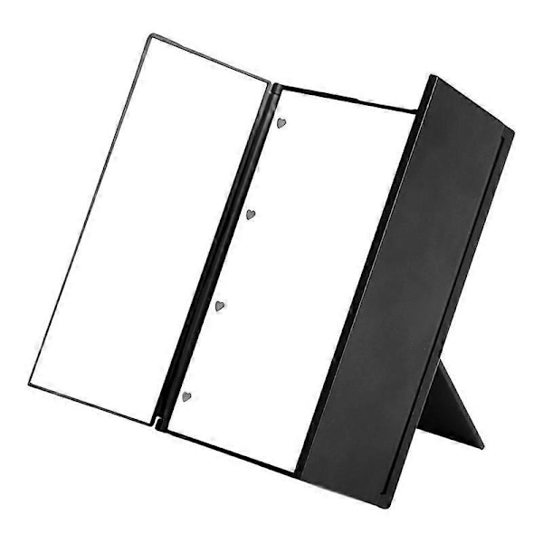 Liten LED-belyst Tri-Fold Sminkespeil Reisespeil Kompakt Lommespeil Sminkespeil