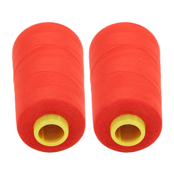 2PCS Sergertråd Hög hållfasthet Robust Hållbar Polyester Röd Sytråd för Daglig Quilting Splejsning