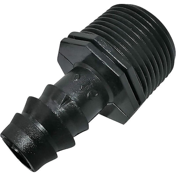 Sæt med 10 Barbed Adaptere/Konnektorer Ø16mmx3/4' Drypslange Ekstern Gevind (til Ø16mm Slange) - Konnektor til Vanding/Sprinklersystem
