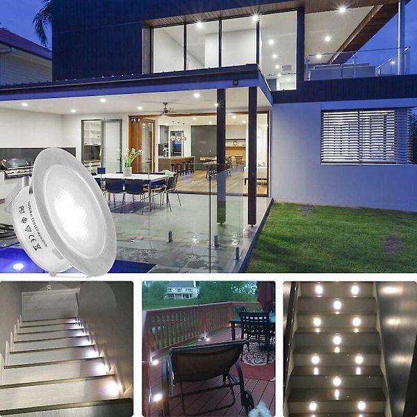 Lämmin valkoinen LED-tasovalosarja – päivitetty versio, vedenpitävä, matalajännite, ulkovalot (6 osaa)