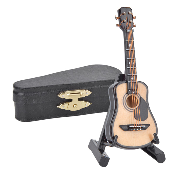 Pienoiskokoinen akustinen kitaramalli Mini puinen kitarakoristelu Musiikki-instrumenttimalli8cm