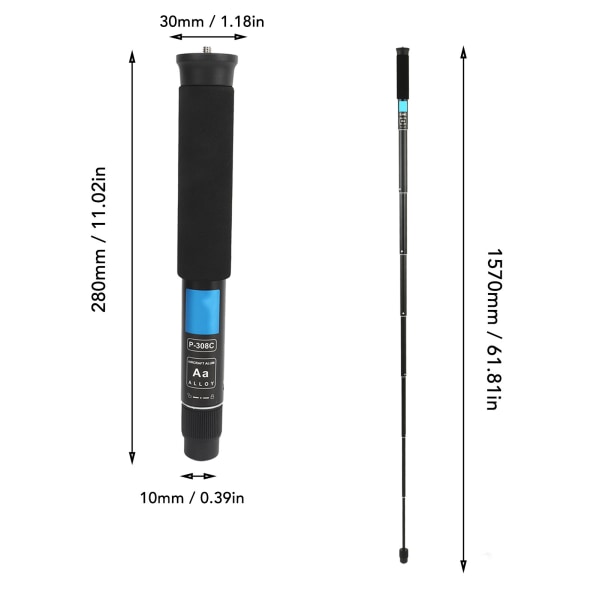 Aluminiumlegeringskamera Monopod för vandring och camping