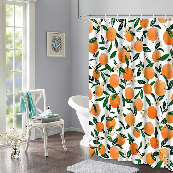 Vandtæt orange badeforhæng, 180 * 180 cm, 12 kroge medfølger