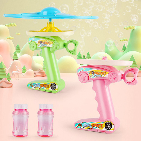 Bubbelmaskin Manuell Drag Plug Bubbelblåsare Flygande Disk Leksak med Ljus Sommar Utomhus Vattenleksaker Festpresenter för Barn Pojkar Flickor