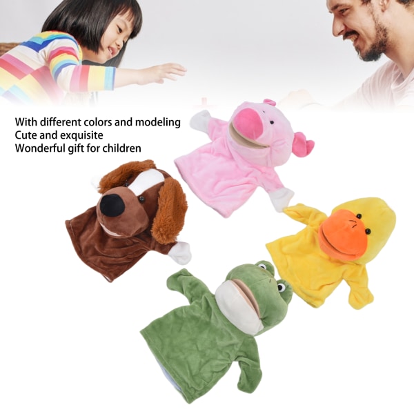 4st söta djurhanddockor - Mjuk plysch interaktiv leksak för barn - perfekt present för berättelse