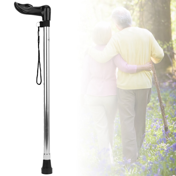 Aluminiumlegering Lättvikts Teleskopisk Justerbar Äldre Promenadkäpp Anti-skid Enkel Käpp (Silver)