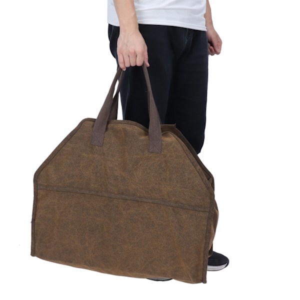Bärbar canvas vedkorg vedförvaring väska arrangör öppen spis tillbehör