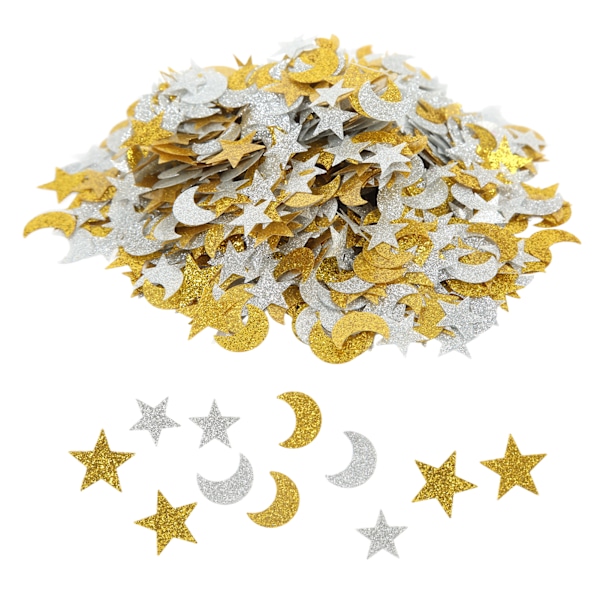2 poser med Flash Moon og Star Confetti håndlaget plaststjerne Moon Confetti enkel sjenerøs fargekonfetti for fest