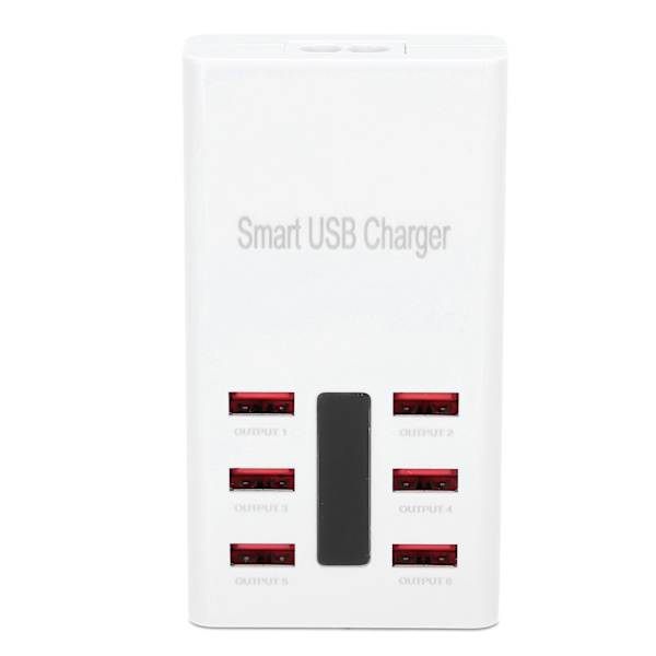 100-240V 6-portars snabbladdare för flera USB-enheter, laddningsstation för mobiltelefoner, 30 W EU-kontakt