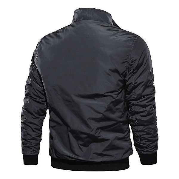 Varm XL Svart Herre Bomberjakke i Ensfarget Casual Stil