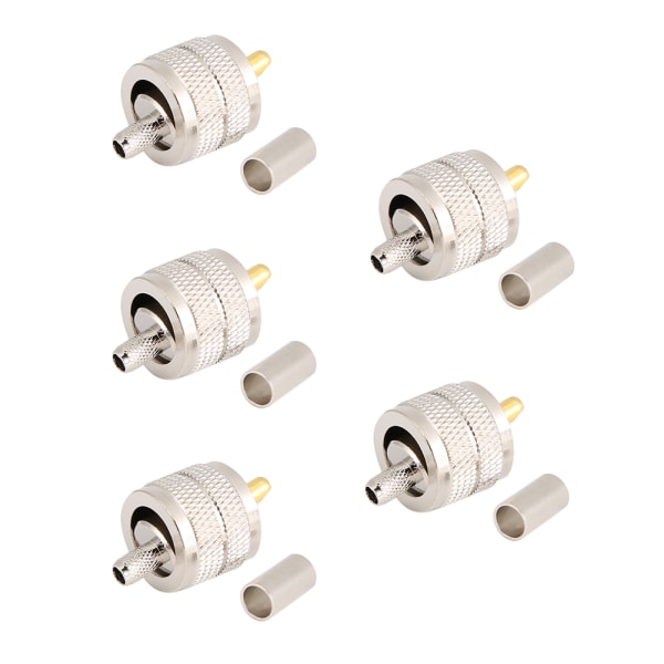 5 Styck UHF PL259 Hane Plug Crimp Coax Connector Adapter RF Connector