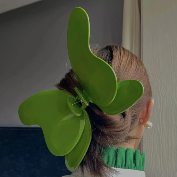 Hårkloklemme Ekstra store runde kamtænder Letvægts sommerfuglehårklemme til hårstyling Grøn