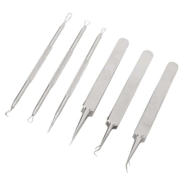 6 st Blackhead Remover Tool Rostfritt Stål Pormask Comedones Extractor för Blemish Whitehead Popping