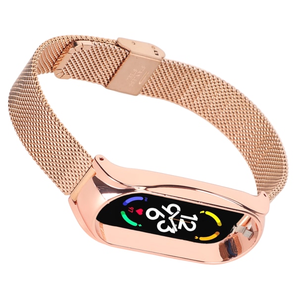 Rustfrit stål mesh-rem Moderigtigt åndbart fleksibelt erstatningsbånd Tilbehør Passer til Mi Band 7 Rose Gold