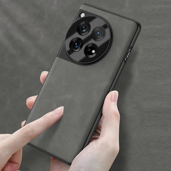 Skal för OnePlus 12, Läderfodral för OnePlus 12, PU Läder Ultratunt Slim Hållbart Skyddande Mobilskal Zekai svart
