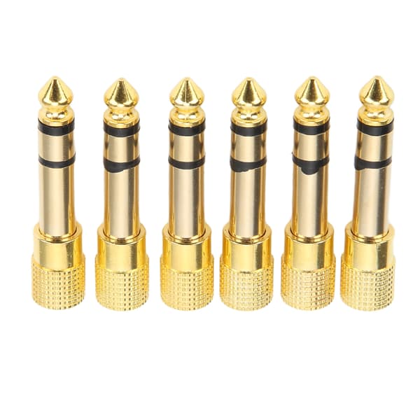 6 stk hodetelefonadapter 3,5 mm til 6,35 mm metallmikrofonkonverter stereolydjackadapter for mikser