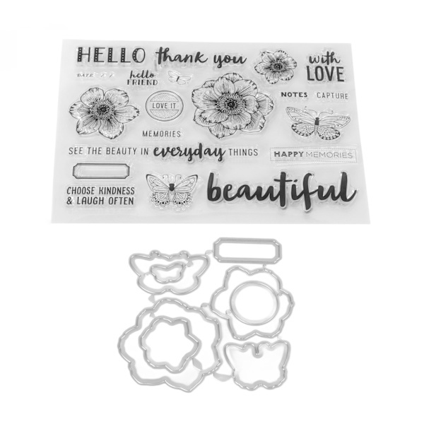 Klart stempelsett unikt blomster sommerfugl design gjennomsiktig mal preging skjærende dysett for DIY Scrapbook håndverk