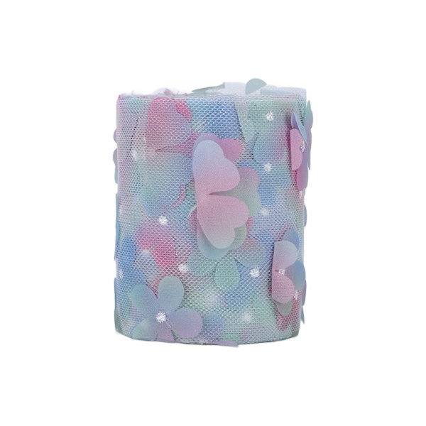 Färgglad Tulle Rulle Gradient Blom Båge Knyt Nät Tyg Rulle DIY Material Rem Blå