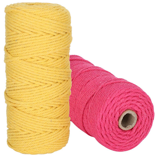 Naturlig bomullsrep Macrame-sladd enkelsträng stickgarn hantverk DIY 3mm 100meter