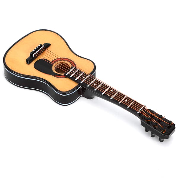 Gitarrdekoration Miniatyrprydnader Mini Musikinstrument Modell Presenthantverk Svart 15cm