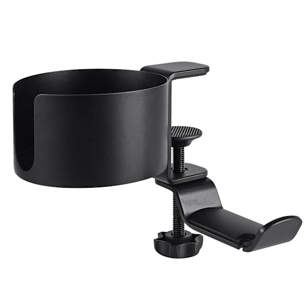Under Desk Hovedtelefon Stativ 360 Graders Rotation Desktop Vandkop Opbevaring Mount til Kontor Sort