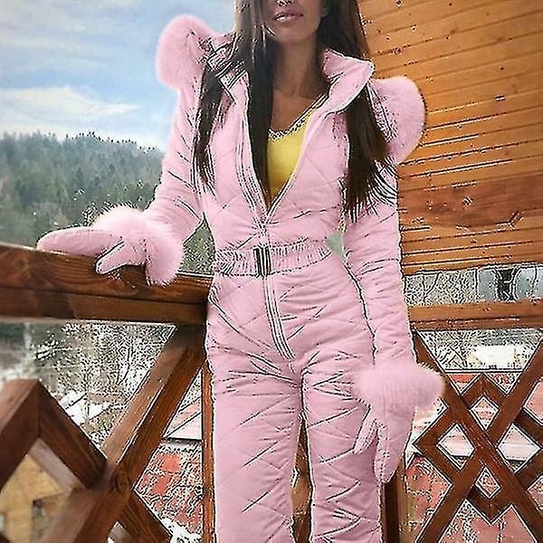 Vinter Dam Vattentät Skiddräkt Snödräkt Utomhus Sportbyxor Rosa