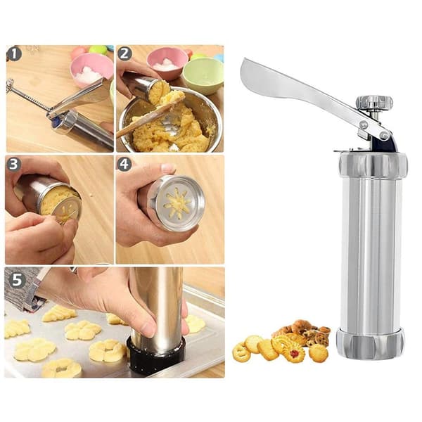 Kakeform i rustfritt stål, sett med 20 skiver og 4 glasurtupper for DIY-kakebaking og dekorasjon