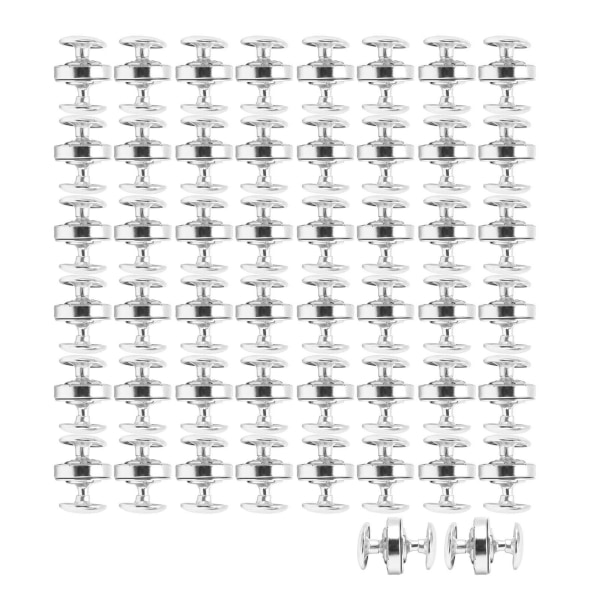 50 sett magnetisk knapplås 14x4mm tykk høy hardhet DIY magnetiske festemidler for dekorering av punkklær, sølv