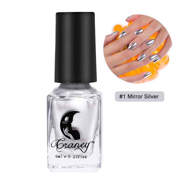 Fashion Metallic Mirror Silver Effect 6ml Nagellack Metall Glänzend Maniküre Nagelkunst Werkzeug #1