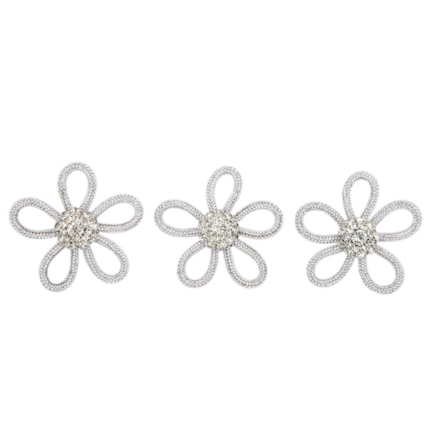 3st Skobrosch Söta färger 6cm Rhineston bred blomform Kläderbrosch för skor Väska BröllopsklänningVit Mesh Vit Rhinestone