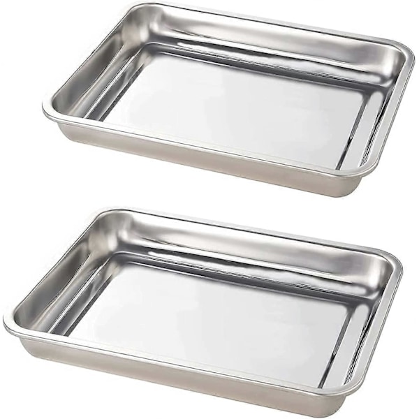 Bakplåt Kakplåt Set om 2, Bakplåtar i rostfritt stål för ugn Non Stick, Spegelblank Giftfri & Hälsosam Ugnsplåt, Lätt att rengöra & Diskmaskinssäker