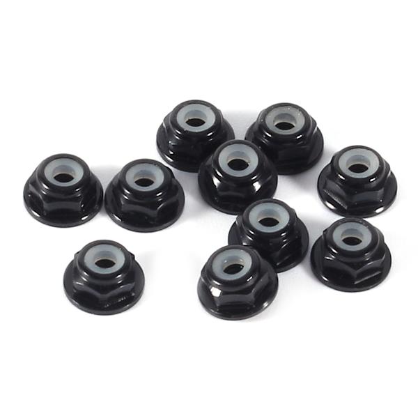 10 stk. M2 Nylon Indsats Selvlåsende Aluminium Møtrikker Hex Låsemøtrik Sort