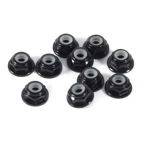 10 stk M2 Nylon Insert Selvlåsende Aluminiumsmuttere Hex Lock Mutter Sort