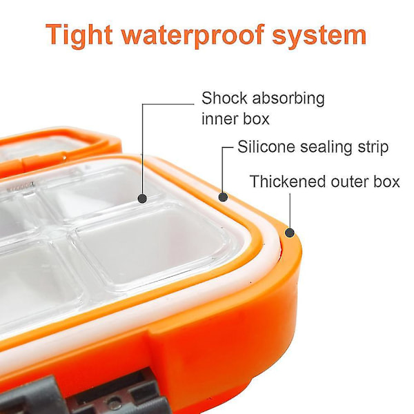 Vattentät Fisketackelbox med Dubbla Sidor - Karpfiske, Flugfiske, Förvaring - Orange