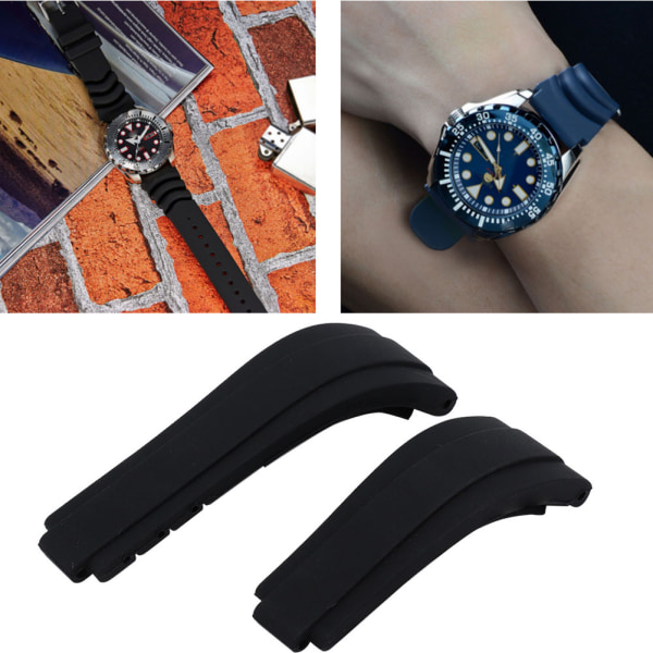 Erstatning premium silikonklokkerem Svart armbåndsurrem for Submariner