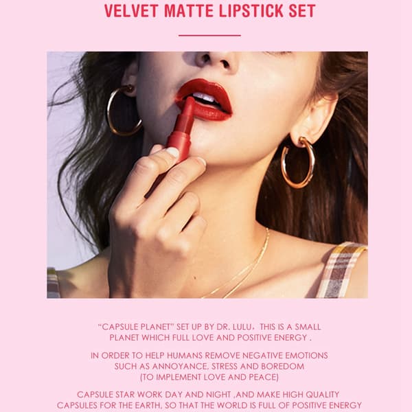 5 farver fugtgivende kapsel læbestift langvarig mat læbeglans læbemakeup#2