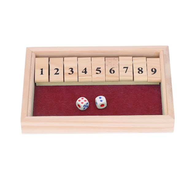 Wooden Dice Board Game Portable Party 9 Numbers Flip Tiles Game Toy for Bars KTV Friends Gathering Red