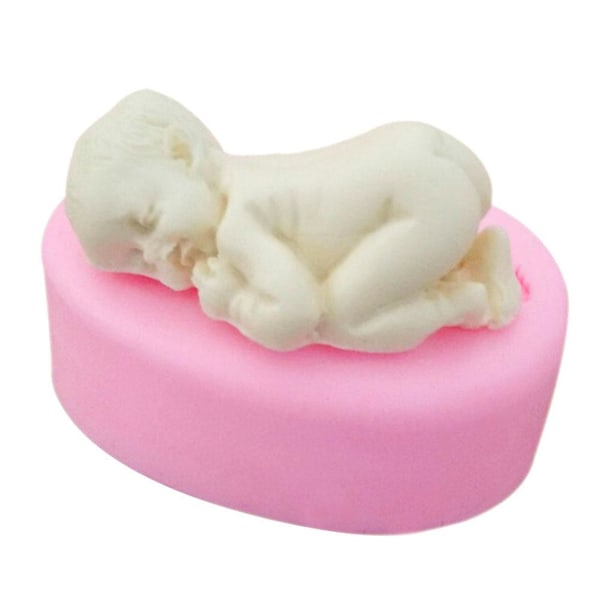 3D sovende baby silikonform Håndlaget godteriform DIY bakeform for fondant sjokoladekakedekorasjon