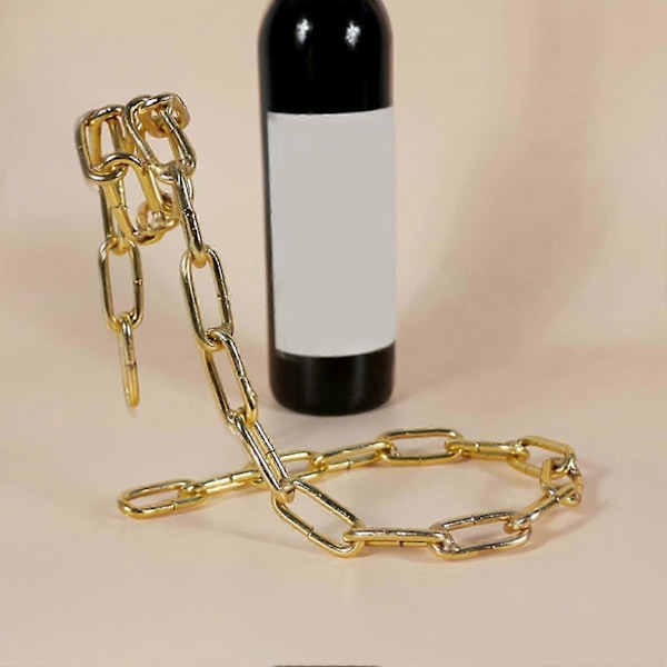 Vinflaskeholder Flydende Stålkæde Vinflaskeholder Kreativ Vinholder Gylden