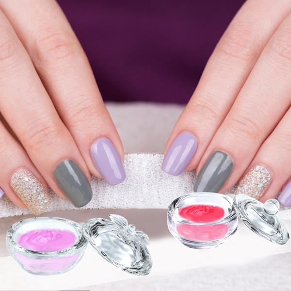 Mini glas nagelkonst akryl vätska pulver Dappen skål skål glas kristall kopp med lock för nagelkonst manikyrvård verktyg
