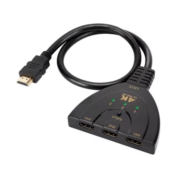 3 i 1 ut HD Multimedia Interface Switcher 4K 3-portars videoomkopplare med statusindikator svart