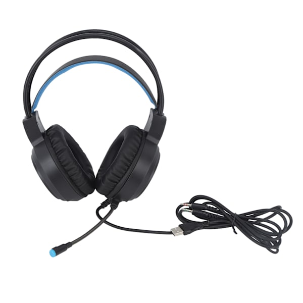 Gaming Headset RGB-belysning 7.1-kanals surroundlyd USB og 3,5 mm dobbel jack kablet gaming-hodetelefon for PC-konsoll bærbar PC svart