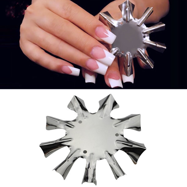 Praktisk rustfrit stål Manicure Stencil Fransk skærelinje Trimmer Negle Art DIY Tool