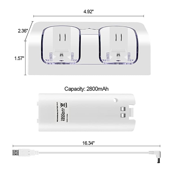 Lader Dock kompatibel til fjernopladerstation med LED-indikator Dobbelt genopladelige batterier