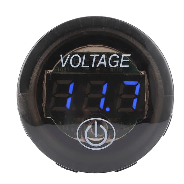 Universal LED DC Digital Voltmeter Spenningsmåler Bilbatterimåler 12‑24V M/ Berøringsbryter Blå