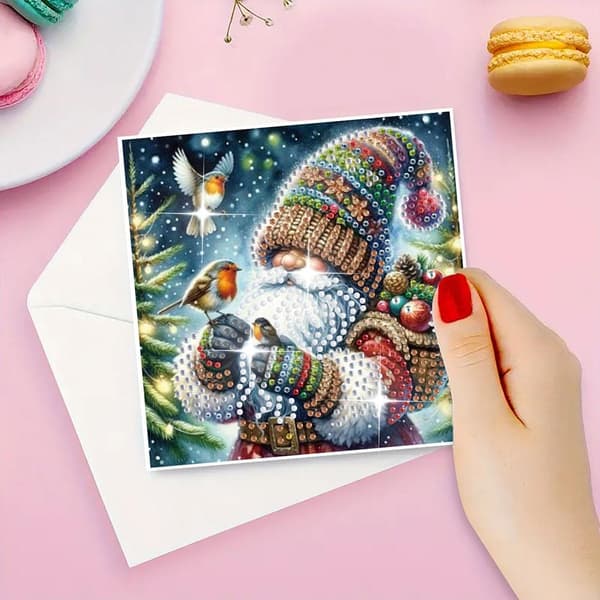 6 stk. Glitrende Kunst Gratulasjonskort I2G0 Santa Claus 6pcs