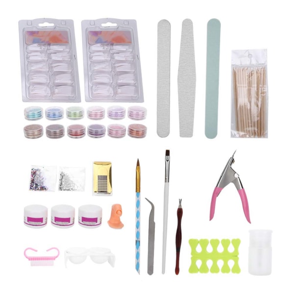 Nail Manicure Set Glitter Powder Nail Tips Pensel Nail Art Tool Kit for neglesalong