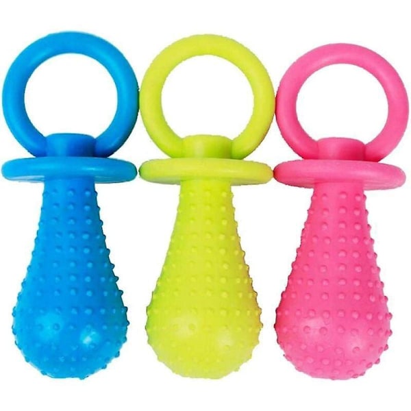 3 st Gummi Mjölkflaska Hundformad Napp Pipig Leksak (Slumpmässig Färg)