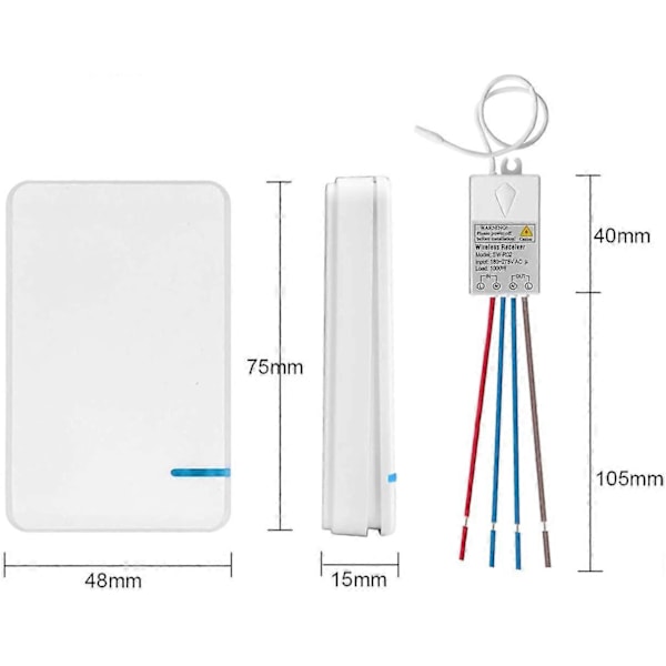 Mini langaton valokytkin mini-vastaanottimella, langaton valokytkin ulkokäyttöön, 400 m, 40 m, 433 MHz RF-kaukosäädin, IP54 LED-lampun höyrysuojaus