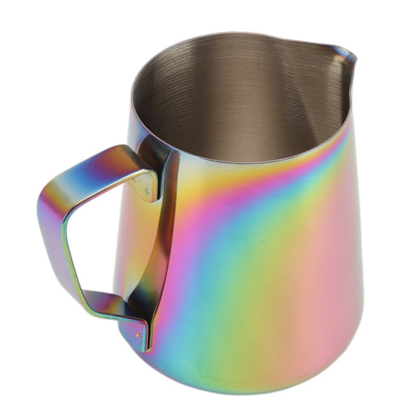 Melkeskummer i rustfritt stål, melkekanne, melkeskummer for melketebutikk, kafé, 900 ml, syv farger